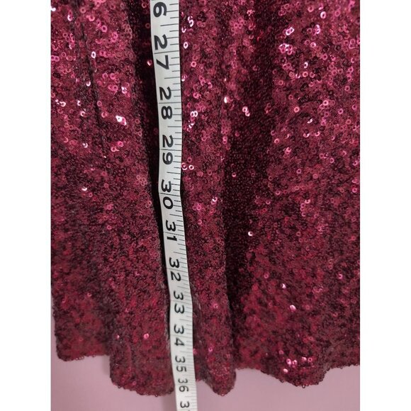 Miss Kim USA Sequin Halter Dress Womens M Red Sleeveless Holiday Party Event - Picture 10 of 12